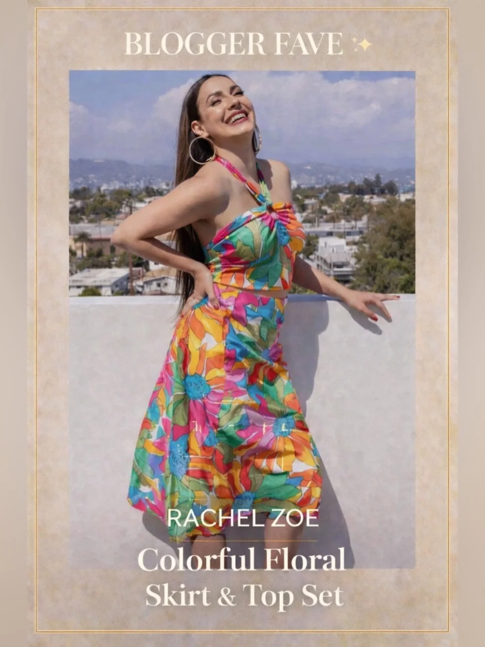 Rachel Zoe Floral Matching Set | Resort Vacation Skirt & Halter Top | Colorful